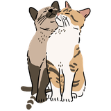 drawing of two cats nuzzling each other