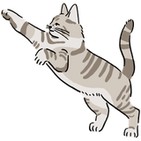 Reaching Cat drawing of a striped cat reaching up and out with one paw